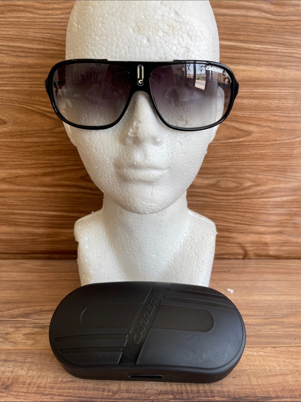 Carrera By Safilo Polarized Aviator Sunglasses Black/Palladium 64mm W/ Hard Case